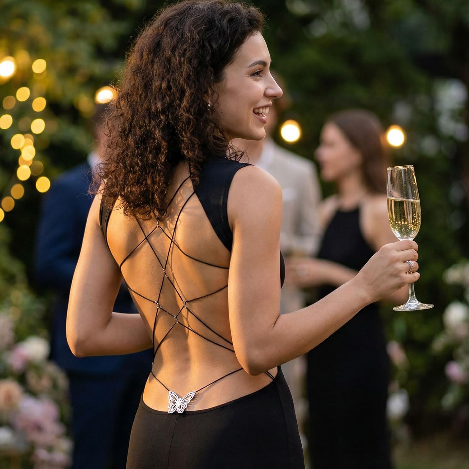 Women's Solid Color Sexy Backless Bowknot Dress Party Cocktail Long Dresses - Image 5