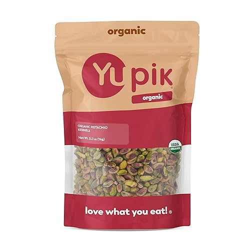Yupik Pistachos crudos orgánicos, sin cáscara, 2.2 lb (35.2 oz), sin gluten, sin OGM, kosher, veganos, núcleos, sin sal, nueces descascaradas