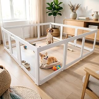투명 아크릴 플라스틱 강아지 놀이 울타리, 문 포함, 높이 60.9cm(23.6인치) 투명 DIY 강아지 고양이 반려동물 놀이 펜, 개, 고양이, 돼지, 토끼, 흰 족제비, 쉬운 조립 개집 켄넬 새장