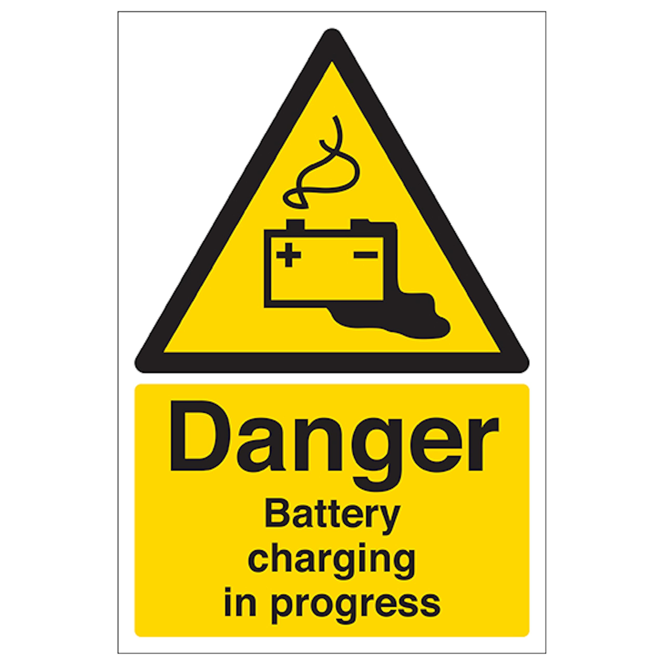 V Safety Danger Battery Charging In Progress - Portrait 200 x 300mm - 3mm Aluminium Composite Safety Sign