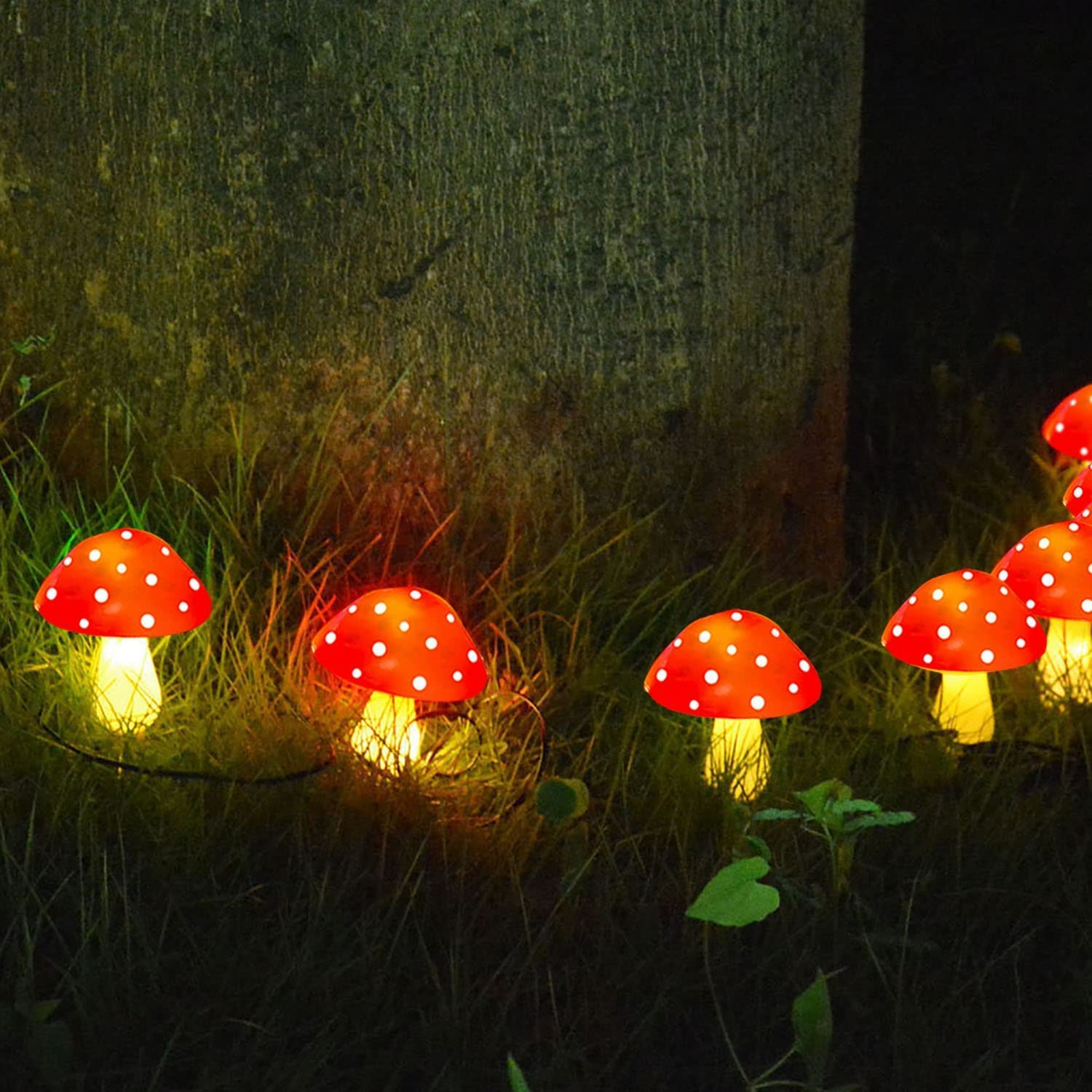 Solar Pilz Gartenlichter, verbessertes Set von 8 roten Pilzen Solarleuchten mit 8 Beleuchtungsmodi, wasserdicht außen Solar Garten dekorative Lichter für Weihnachten Garten Weg Hof Rasen Grab Dekor