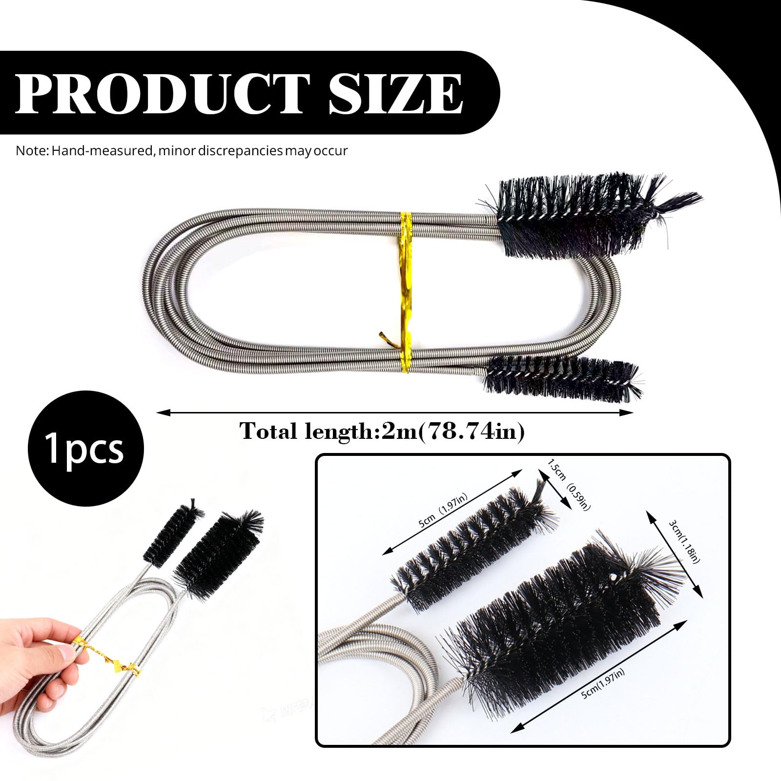 Cepillo Limpia Tuberías De 200 Cm – Desatascador Flexible De Doble Cabeza para Lavabo, Baño, Cocina Y Refrigerador – Herramienta Eficaz para Limpiar Desagües Y Eliminación De Residuos