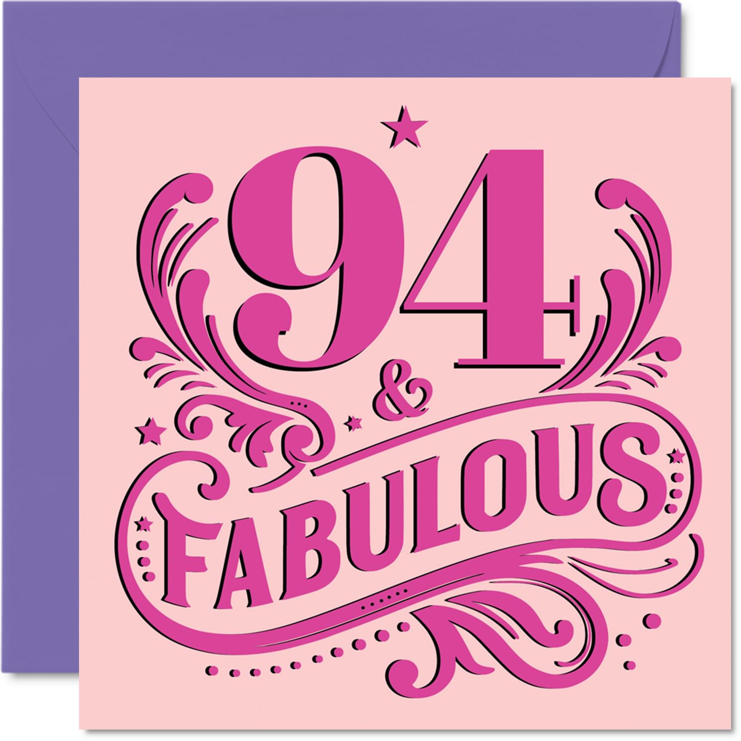 94th Birthday Cards for Women - Fabulous - Happy Birthday Card for 94 Year Old Woman Gran Nanny Granny Auntie, 145mm Bday Greeting Cards