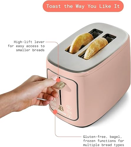 Miniatura 6 de Hermosa tostadora de Drew Barrymore - Pantalla táctil, 7 ajustes de sombra, ranuras extra anchas, palanca de elevación alta, bandeja extraíble para