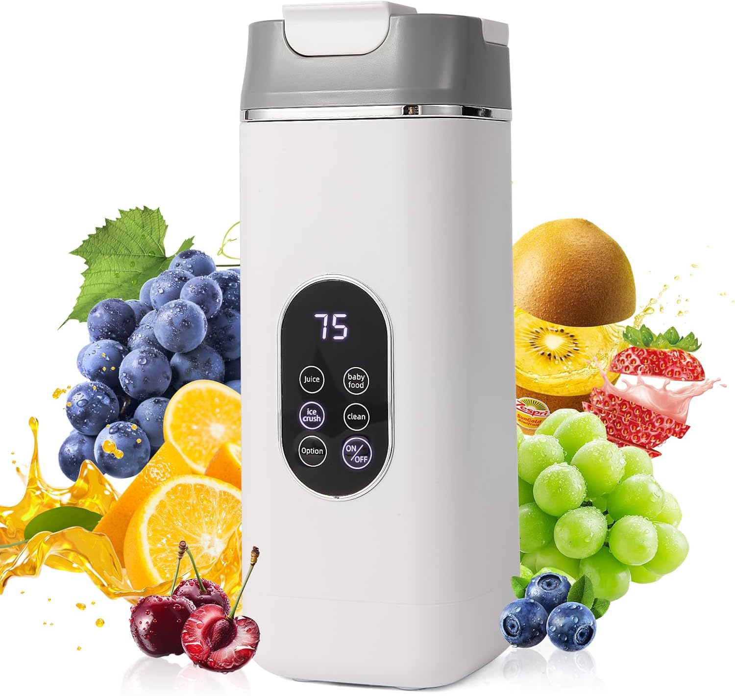 Portable Personal Blender with 12 Stainless Steel Blades – USB Rechargeable for Smoothie Shakes,14 Oz/420ML Cup and Extra Handle Lid, for Travel Sports Gym (Black)