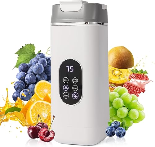 Licuadora personal portátil con 12 cuchillas de acero inoxidable  USB recargable para batidos de batidos, taza de 14 onzas14.2 fl oz y tapa de mango