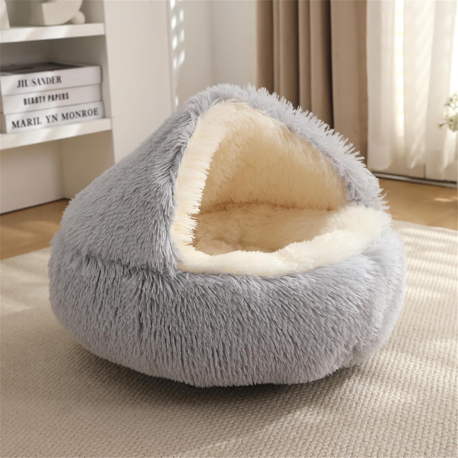 Nest Bed - Lapcatz Cat Beds for Indoor Cats, Fluffy Cat Bed Cave Plush Warm Nest for Cats (Storm,XXL 32"x32")
