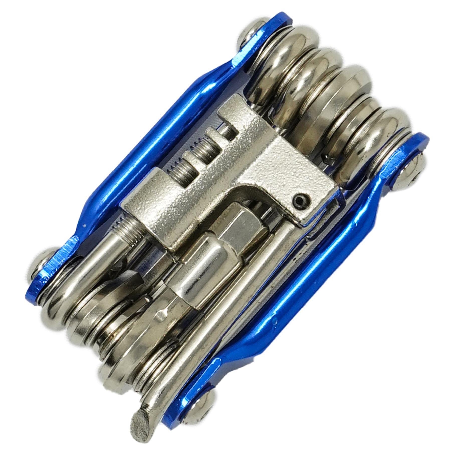 Laxzo ® 11 in 1 Bike Multi Tool Kit with Chain Breaker Ergonomic and Lightweight MTB Bike Repair Kit Motorcycle Accessories Stainless Steel Blue