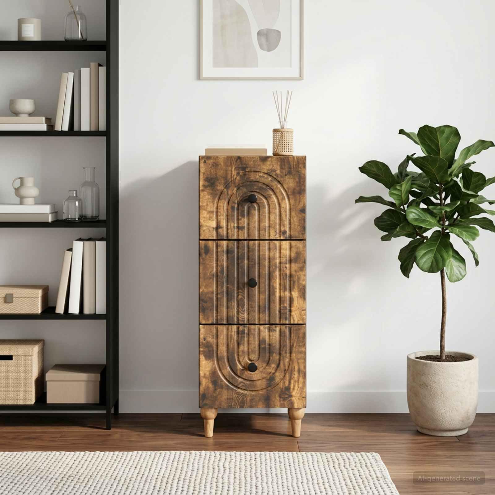 Mueble para cajones vintage de madera de ingeniería, 33 x 34,5 x 90 cm