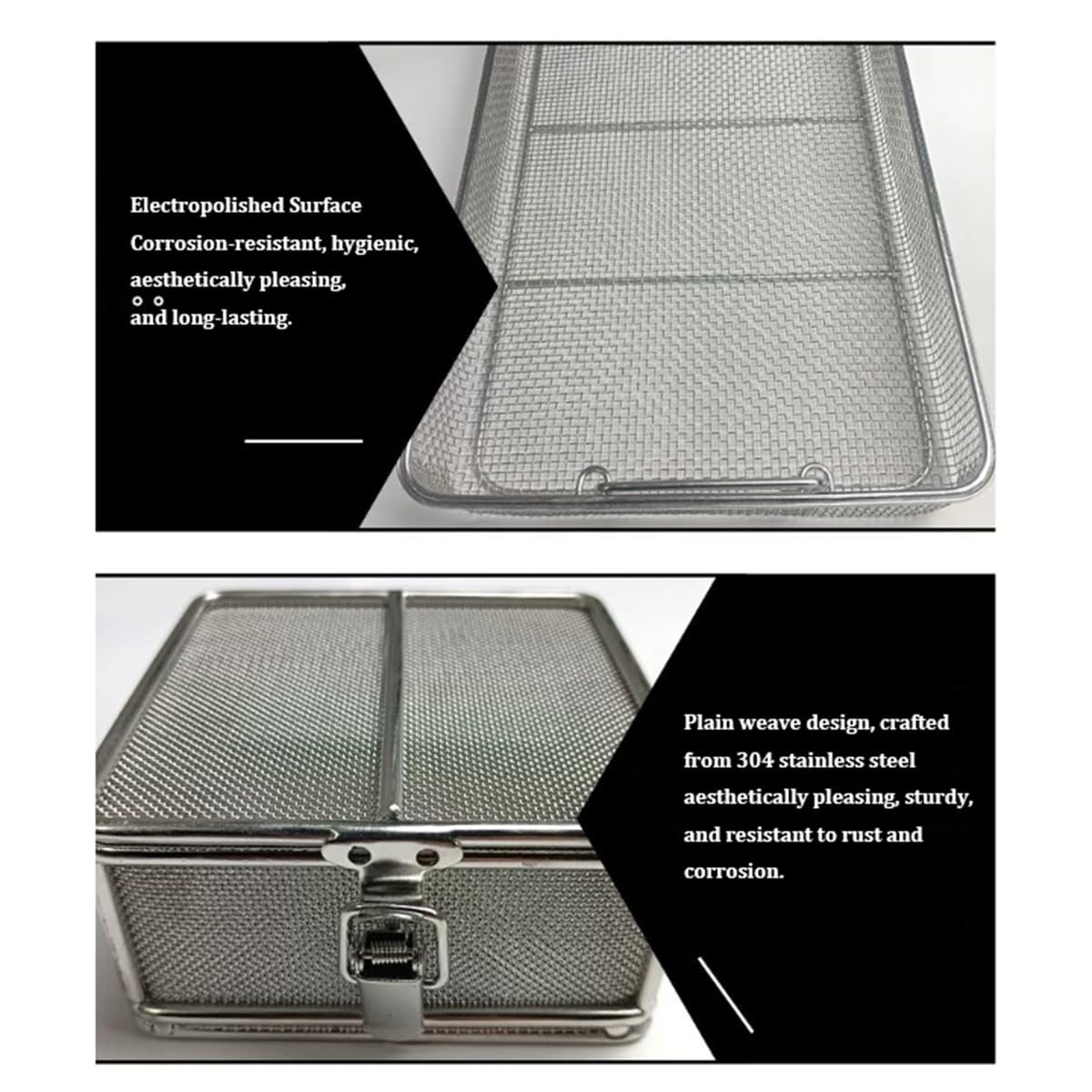 Cestas Perforadas, Cesta de esterilización de Instrumentos de Acero Inoxidable médico, Bandeja de esterilización Perforada de Malla con Tapa y Cerradura, Caja de Instrumentos quirúrgicos de Lavado de