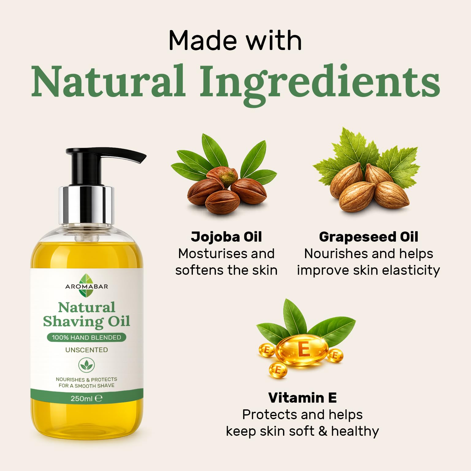 Huile de rasage naturelle 250 ml non parfumée 100 % pure