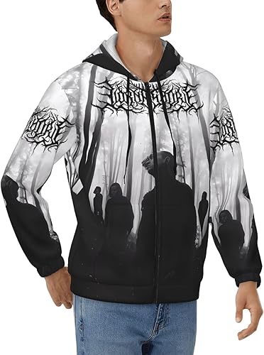 Vista 2 de YESKIT Lorna Music And Shore - Sudadera con capucha para hombre, casual, con cremallera completa, suave, gráfica, deportiva, con capucha