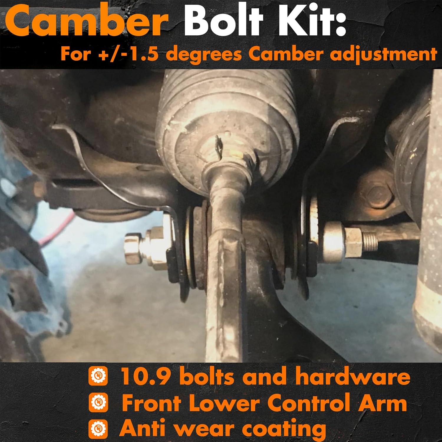 Camber Adjusting Camber Bolt Kit 48409-34041 48190-34010 Compatible with Toyota 07-19 Tundra,08-19 Sequoia,08-21 Land Cruiser,Front Alignment Camber Toe Adjustment Bolts,4Pcs
