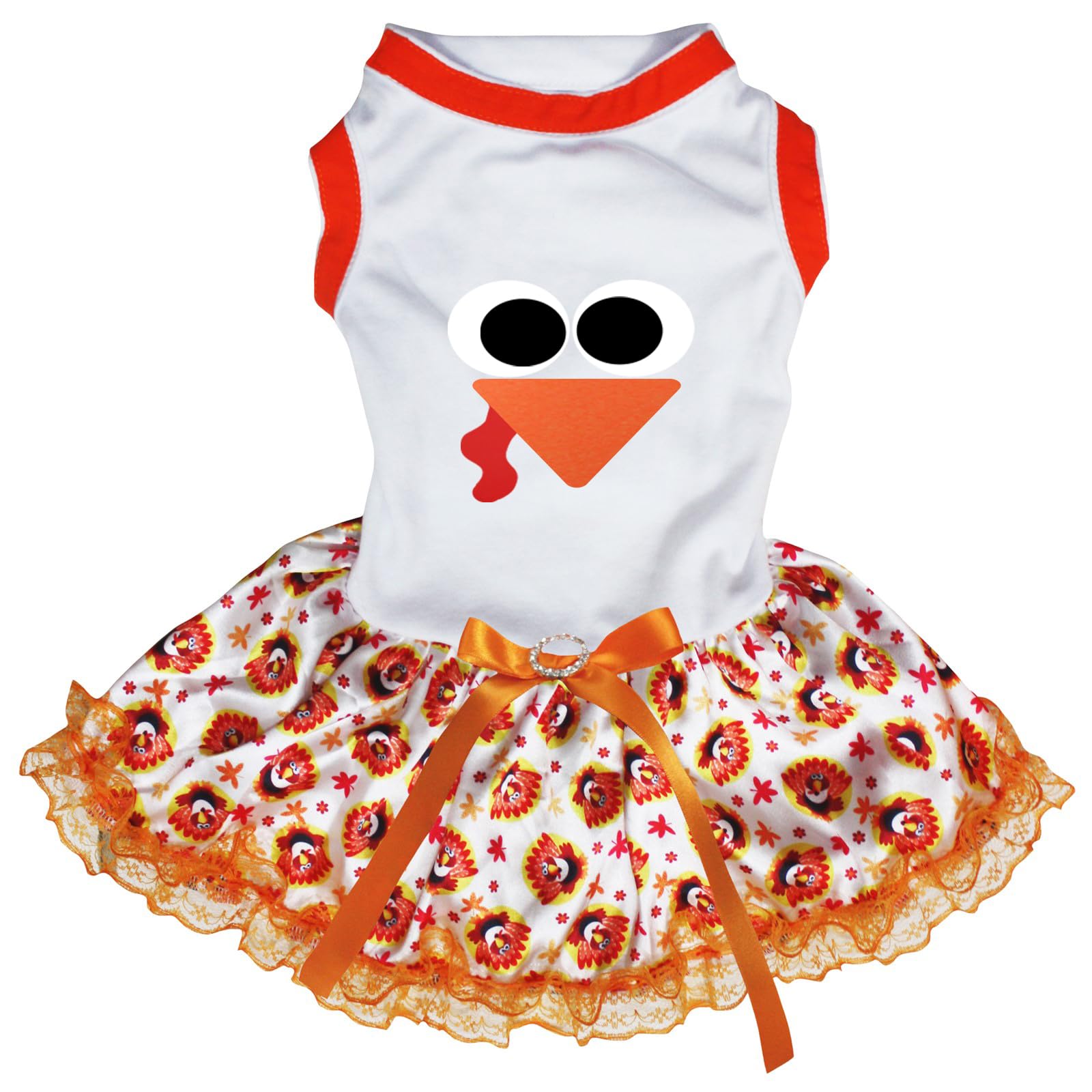 Robe pour chiot en dentelle blanche Turkey Face taille M pour les fêtes de famille