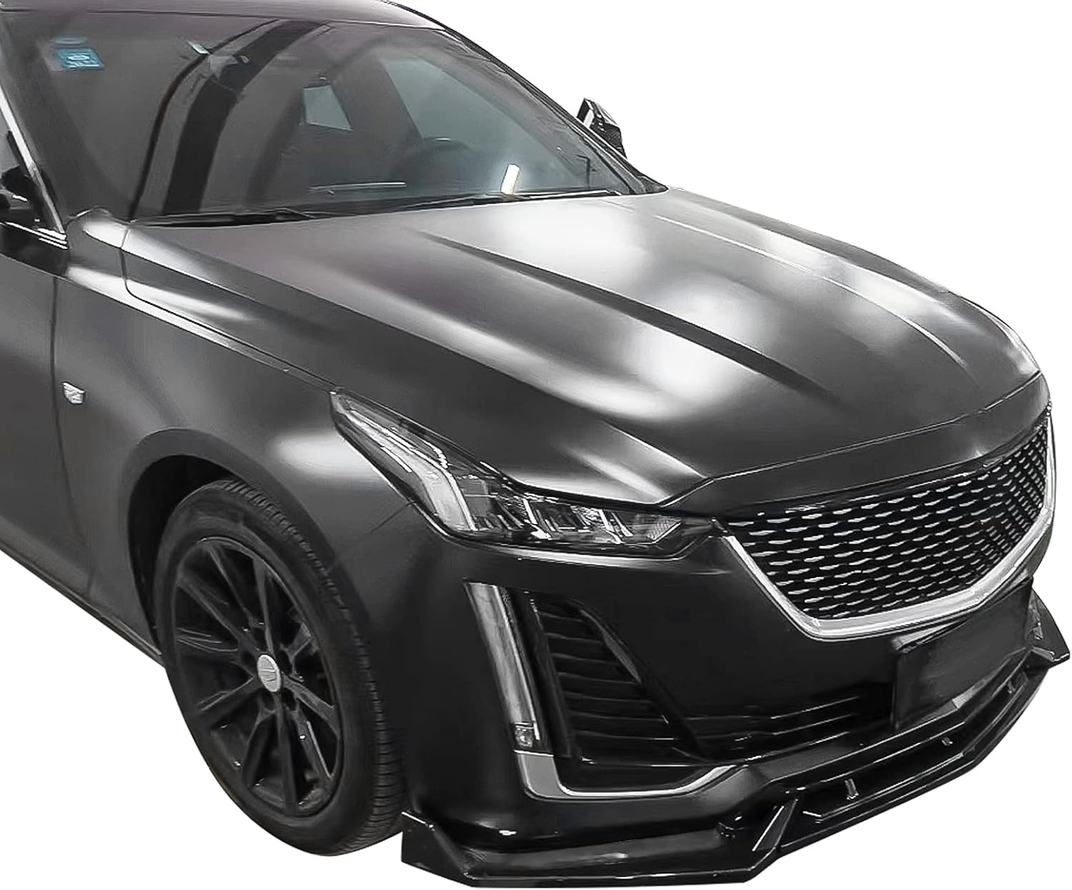 FREEMOTOR802 Front Bumper Lip Splitter Fits 2020-2024 Cadillac CT5 Luxury & Premium Luxury, IKON Style Gloss Black PP 3PCS Air Dam Chin Spoiler Lower Guard Protector Styling Trim Kit