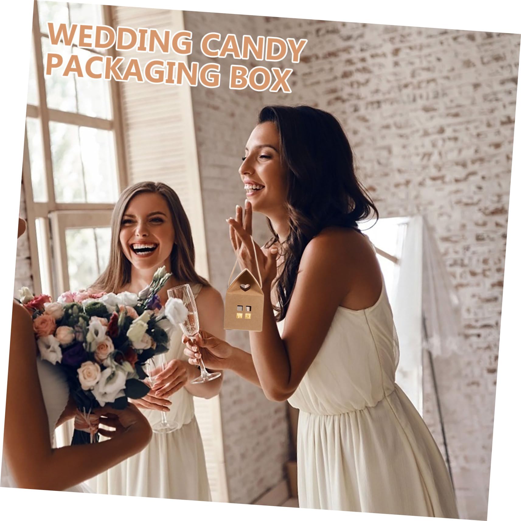 Amosfun Scatole Regalo e Decorazioni Fai-da-te 50 Pezzi in Carta Marrone a Forma di Casa Design Unico ed Elegante per Bomboniere Matrimonio per Feste