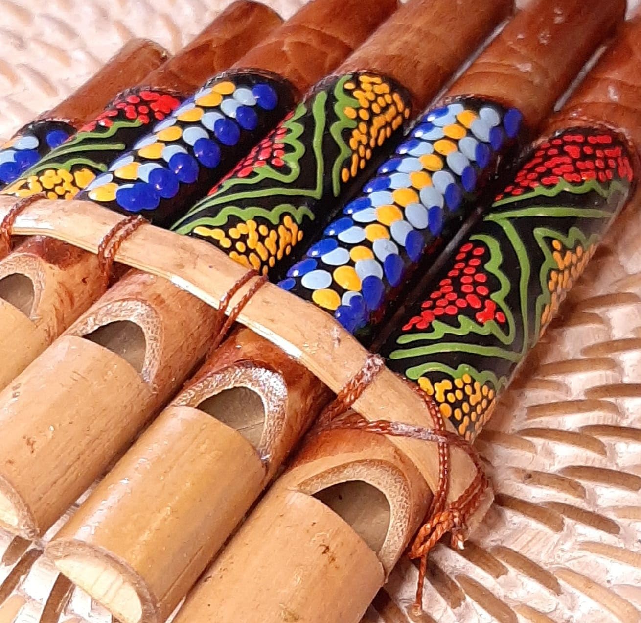 Flûte de pan Péruvienne Artisanale Décorée 7 notes Bambou