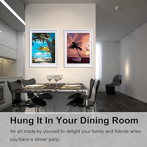 Miniatura 114 de Baisite 1112 Pintura por números, para adulto, principiante, niño, 12 pulgadas de ancho x 16 pulgadas de largo, 2 lienzos, 8 pinceles de madera