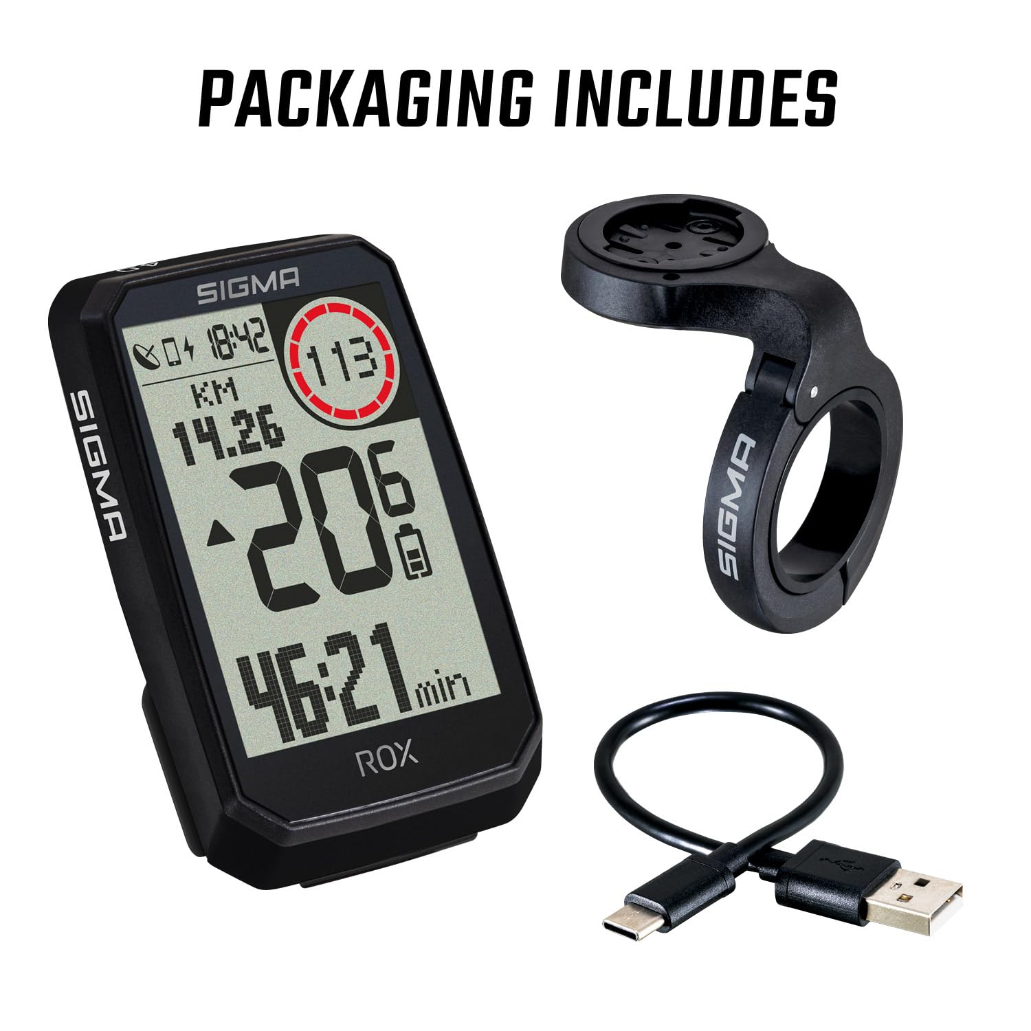 SIGMA ROX 4.0 Endurance Black | 41h Akkulaufzeit | 30 Funktionen wie Re-Routing & Höhenmessung | E-Bike Kompatibilität | ANT+&BLE |Werkzeuglose Montage&USB-C| kabelloser Fahrradcomputer
