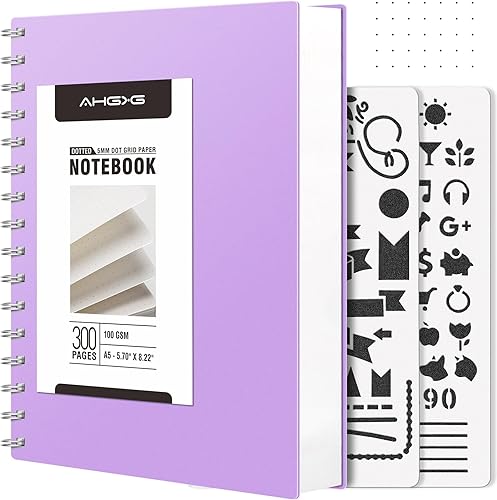 AHGXG Cuaderno de espiral de 300 páginas, diario grueso de 300 páginas, cuaderno de cuadrícula de puntos A5, papel grueso de 3.53 ozm, tapa dura de disponible en Yaxa Venezuela