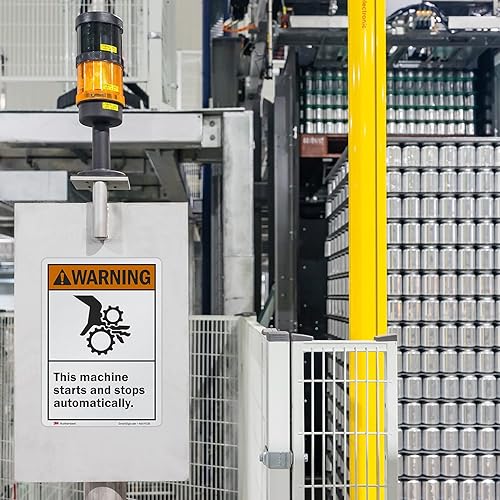 Miniatura 3 de SmartSign 7 x 5 pulgadas "Advertencia esta máquina se inicia y se detiene automáticamente", etiqueta ANSI de vinilo laminado de 5.5 mil, material
