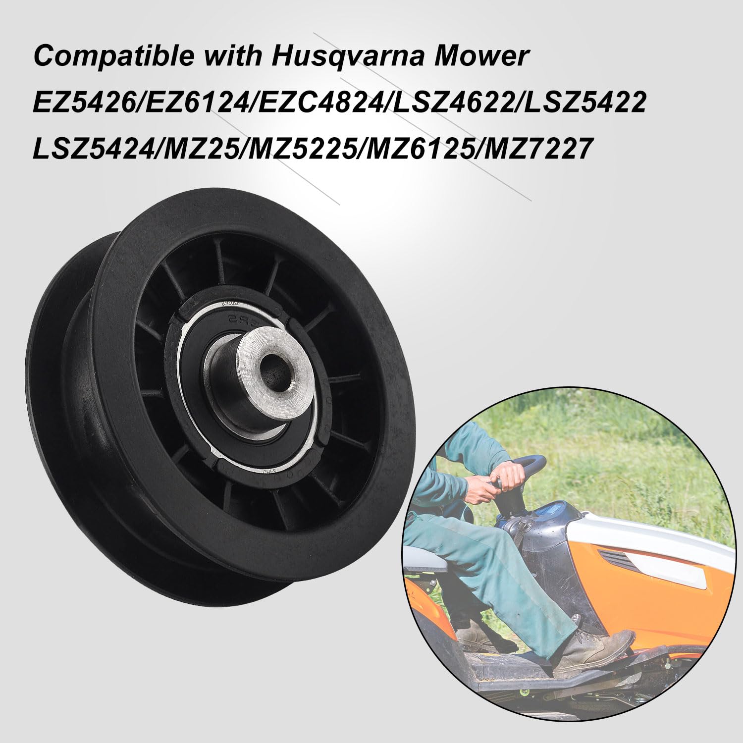 Karbay 539110311 - Polea tensora de repuesto para tractor de césped compatible con Husqvarna Craftsman Poulan cortacésped de giro cero 14259 84005748-3/8 pulgadas ID y 3-1/2 pulgadas OD (paquete de 2)