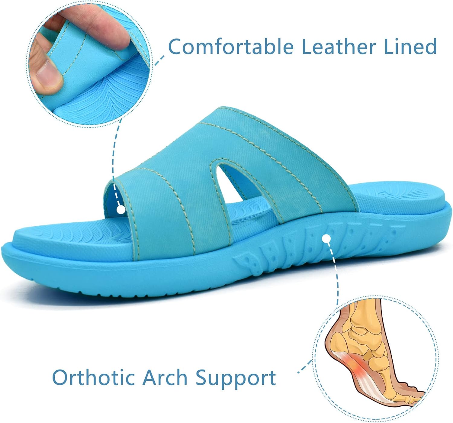 KuaiLu Womens Fashion Orthotic Slides Ladies Lightweight Athletic Yoga Mat Sandals Slip On Thick Cushion Slippers Sandals With Comfortable Plantar Fasciitis Arch Support - Image 4