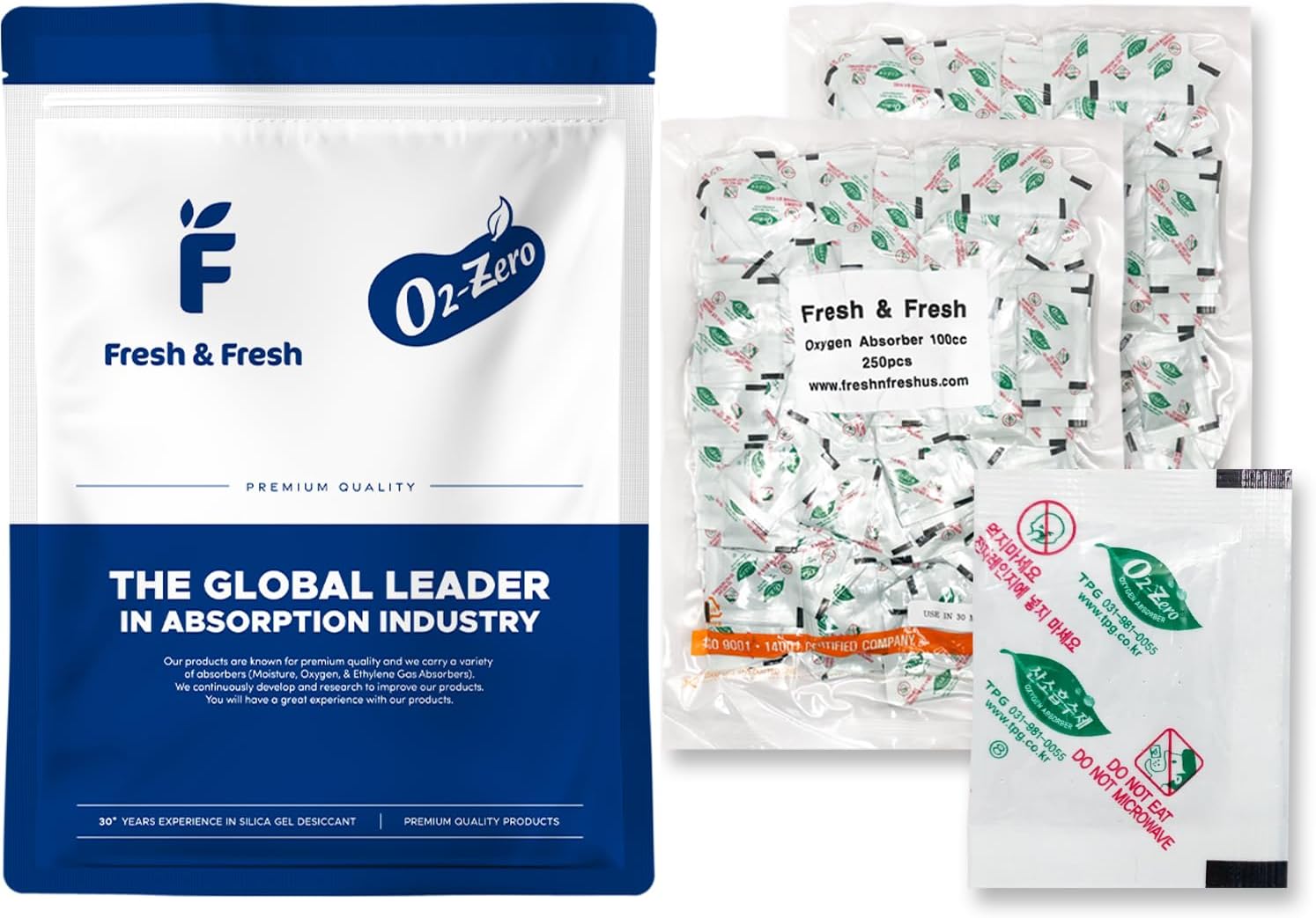 100 CC [500 Packets] Premium Oxygen Absorbers for Food Storage, Oxygen Scavengers Packets(2 Bag of 250 Packet) - ISO 9001 & 14001 Certified Facility Manufactured