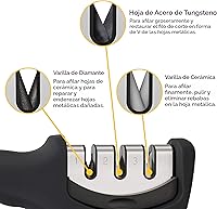 Vista 2 de Accesorios para cuchillos de cocina 4 en 1: afilador de cuchillos de 3 etapas ayuda a reparar, restaurar, pulir hojas y guante resistente a cortes