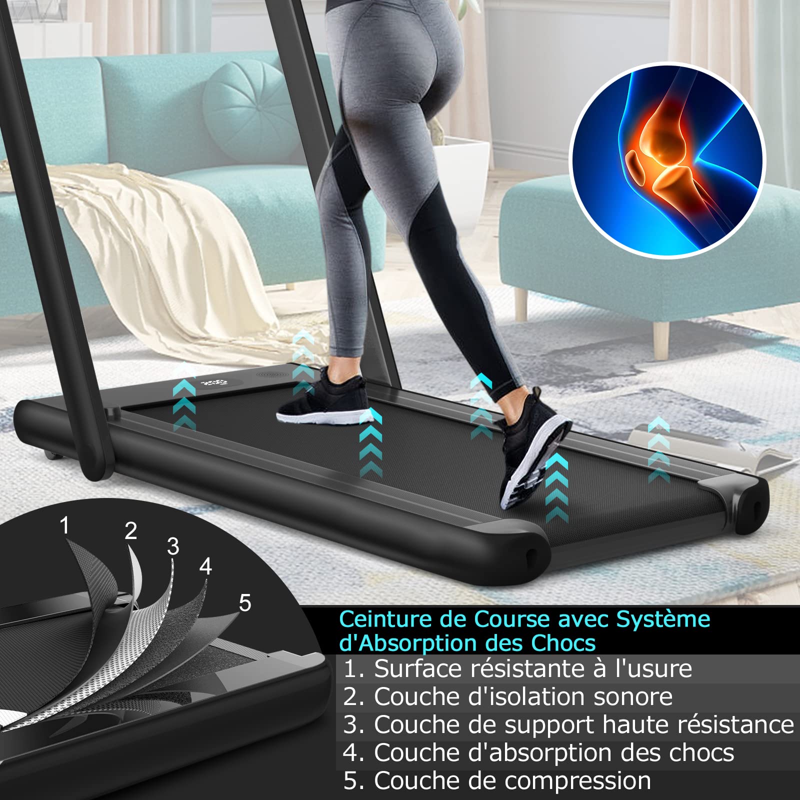 COSTWAY Tapis de Course Électrique Pliable 2 en 1