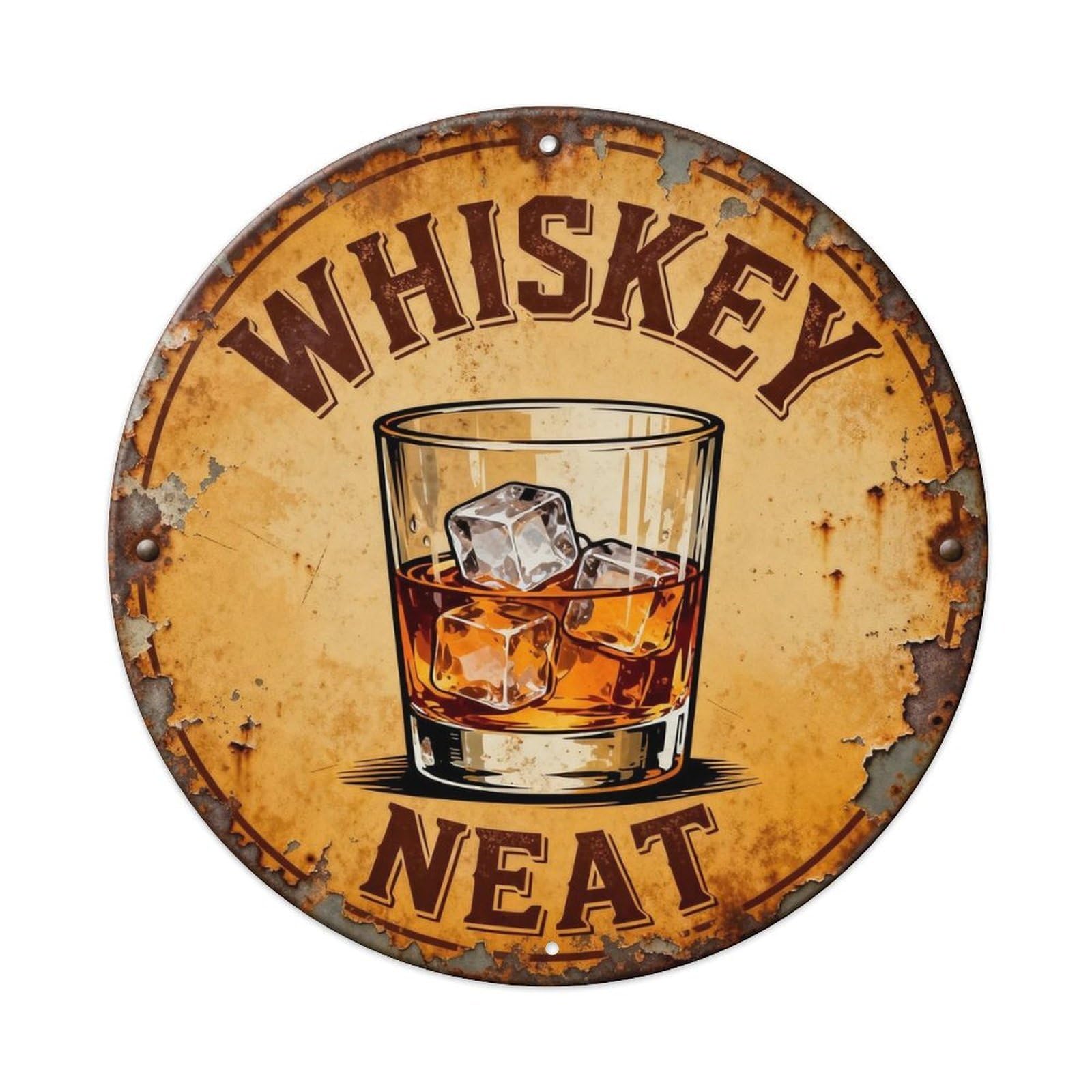 Whiskey Neat Metal Tin Sign Plaque