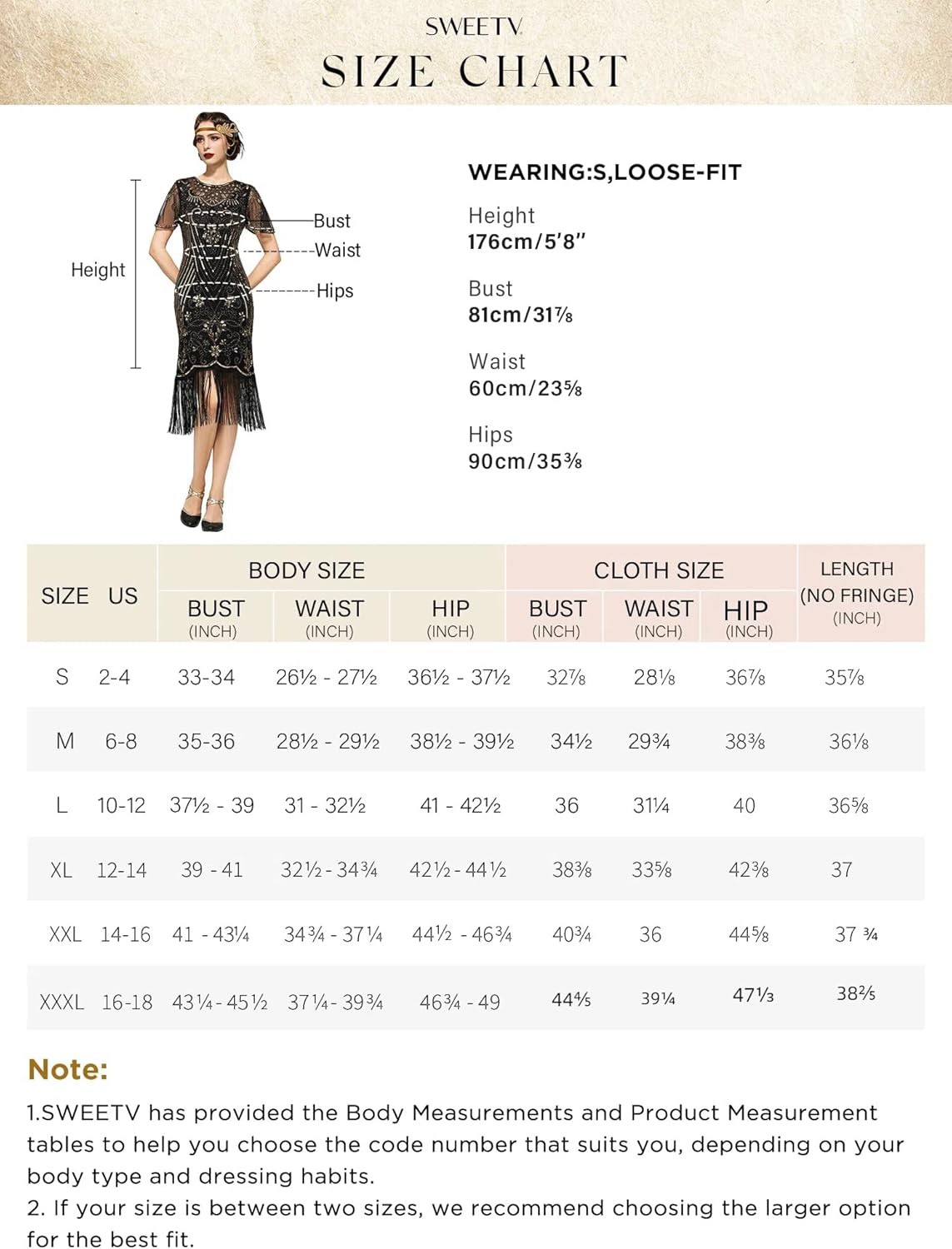 SWEETV Great Gatsby Lace Neck Flapper Dress - 1920s Dress for Women With Sleeve - Roaring 20s Costume - Image 4