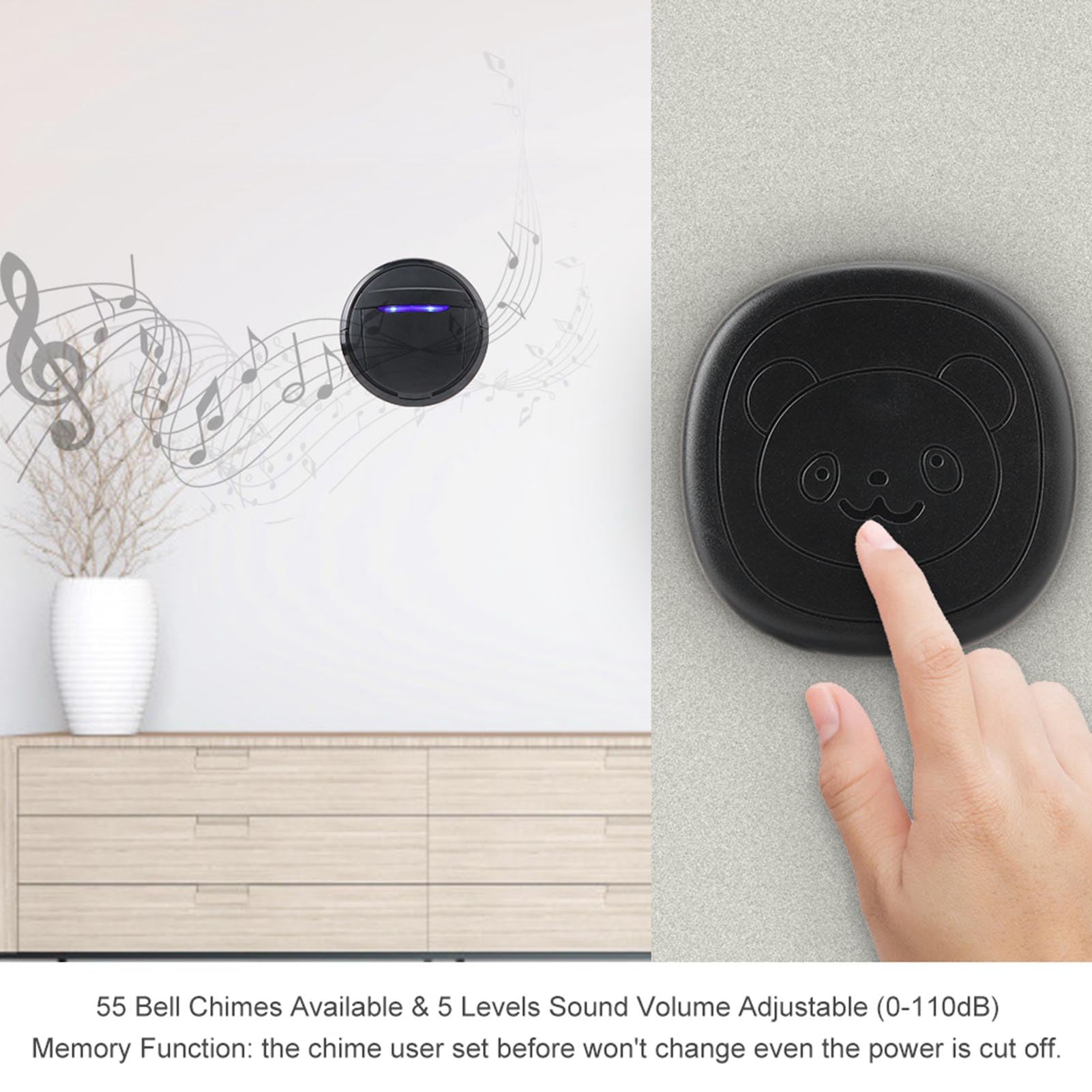 Watris Veiyi Dog Doorbell, Hundegebell Katzenklingel Bewegungsmelder, Wireless Ring Bell to Go Outside, Buzzer Hund, mit 2 Sender 1 Empfänger, für das Hundetraining