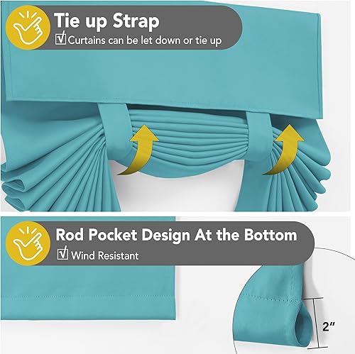 Miniatura 68 de Deconovo Cortina opaca de Navidad para puertas de vidrio y luces laterales, panel de privacidad con aislamiento térmico con doble bolsillo para