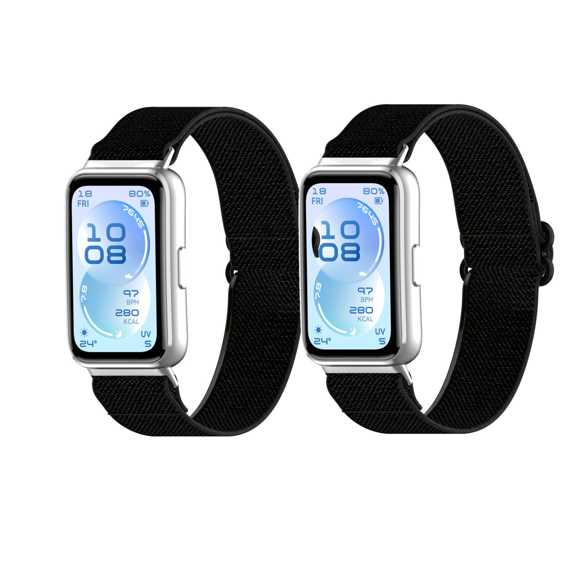Elastic Nylon Straps Compatible with Huawei Band 11 / Band 11 Pro, 2PCS Adjustable Stretchy Nylon Replacement Straps Wristbands for Women Men