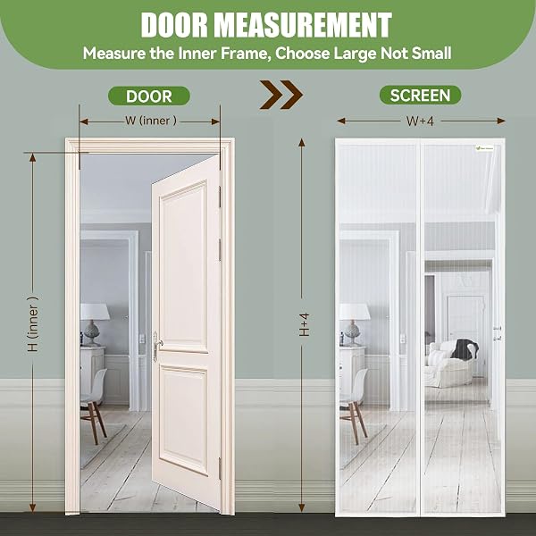 Mosquitera Magnética para Puertas, 140 x 210 cm Se Cierra Automáticamente y Mantiene el Aire Fresco, Fácil de Instalar y Adecuado para Todos los Tamaños de Puertas, Blanco - 4
