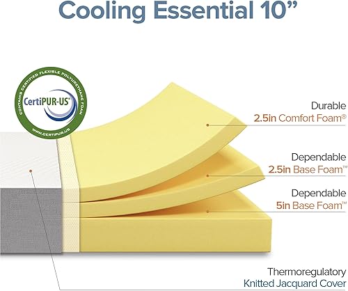 Miniatura 55 de ZINUS Colchón de espuma viscoelástica esencial de enfriamiento individual de 12 pulgadas [NewVersion], sin fibra de vidrio, sensación media, capas