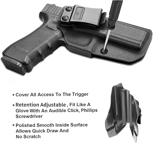 Miniatura 4 de Funda IWB compatible con Glock 17 22 31, funda de transporte oculta en la cintura interior para G17 G22 G31, Adj. Cant, Adj. Retención, disponible