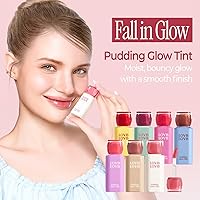 Vista 5 de Pudding Glow - Tinte labial coreano, tinte de labios natural, brillante a manchas, de larga duración y no pegajoso, tinte de labios ligero, 0.14 04