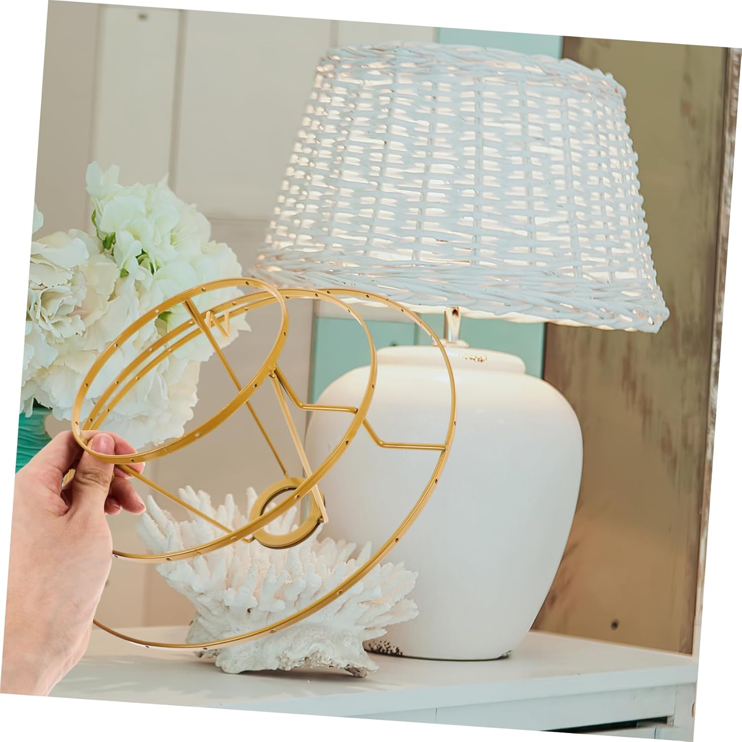 Homoyoyo Metal Ring Support Diy Pendant Light Shade Frame Lampshade Holder for Diy Projects