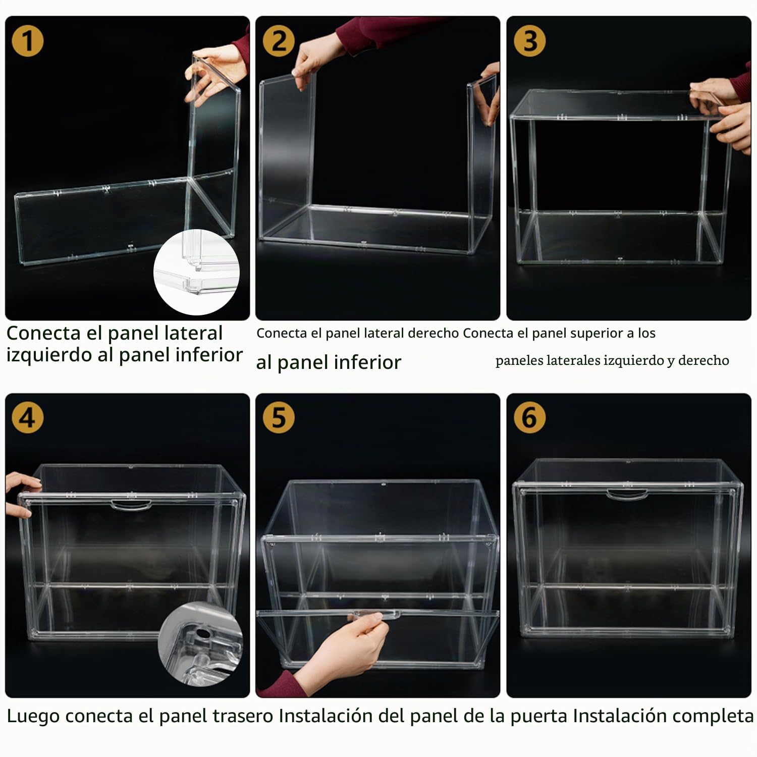 Paquete de 2 Cajas de Almacenamiento de acrílico Transparente con Placa divisora, Vitrina acrílica con Puerta magnética, para Bolso, Bolso, Zapatos, cosméticos, a Prueba de Polvo (XL)