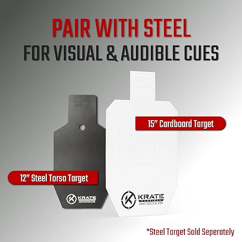 Miniatura 3 de KRATE Tactical Objetivos de cartón, blanco de tiro de silueta de papel de competencia, objetivos de torso para campo de tiro y práctica de armas