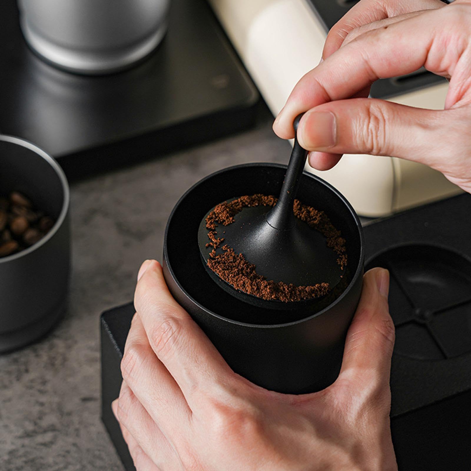 2 Pièces Cup Accessoires Machine Expresso Tasse Doseuse Porte-Filtre Aluminium Réutilisable Étanche Couvercle Amovible Convient Café Maison Cad, Noir
