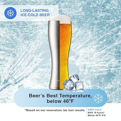 Miniatura 2 de LocknLock Vaso de cerveza de acero inoxidable con aislamiento de doble pared, 19 oz/18.9 fl oz, plateado