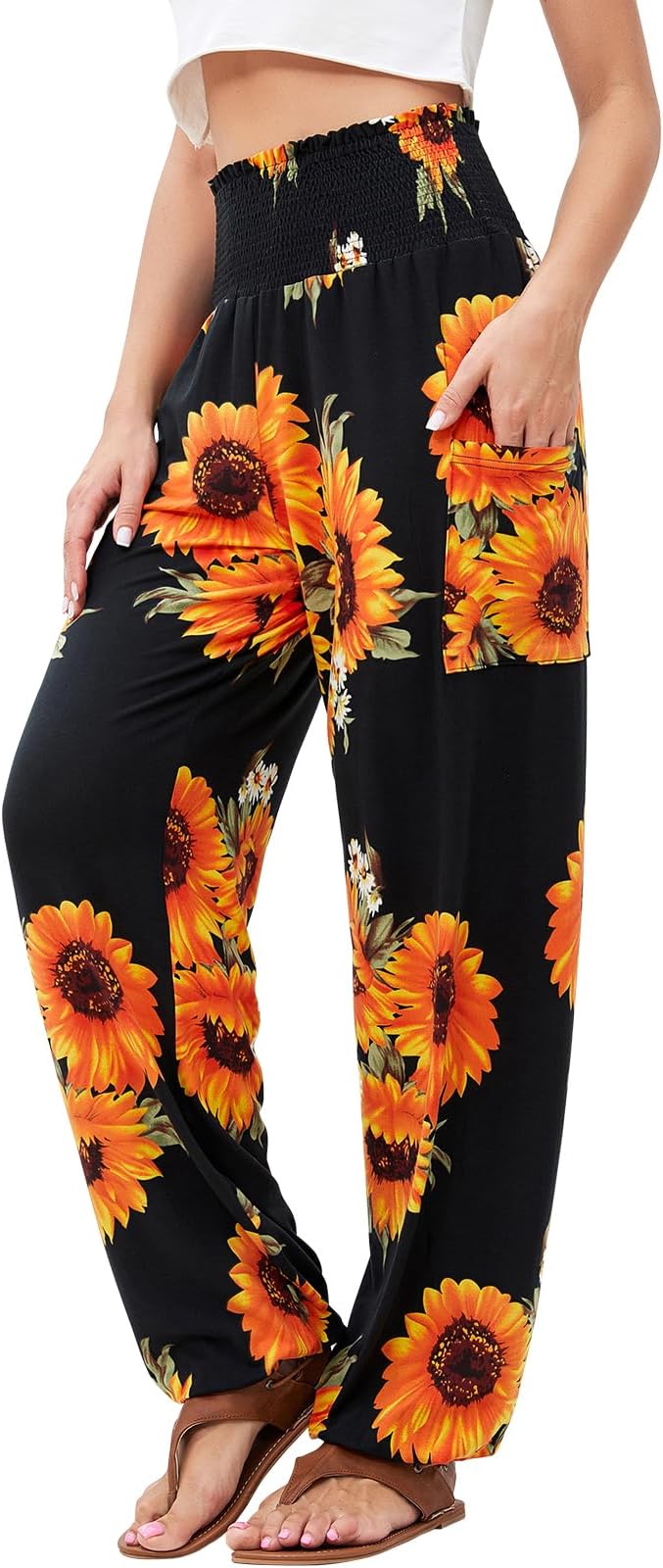 QIANXIZHAN womens Boho Palazzo Slacks