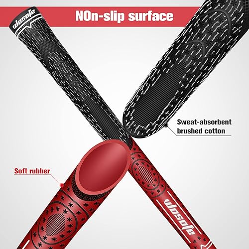 Miniatura 6 de wosofe Empuñaduras de golf para Club Rubber ID 0.58 y 0.6, tamaño mediano, paquete de 13 antideslizantes, absorben el sudor, color negro y rojo