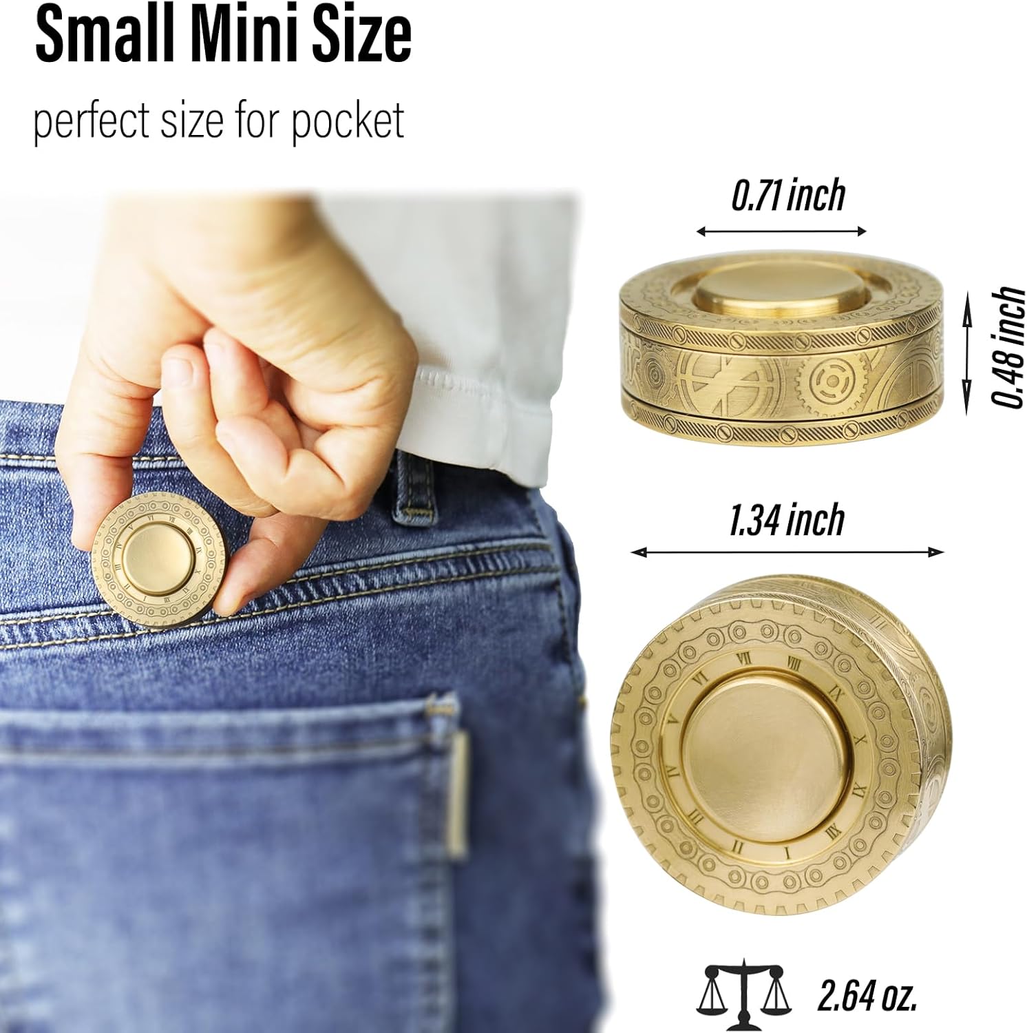 FREELOVE Metal Magnetic Paragraph Slider Fidget Spinner Toys for Adults, Mini Small Magnet Fidget Ring, Heavy Brass Haptic Block, Premium Silent Bearing (Punk)