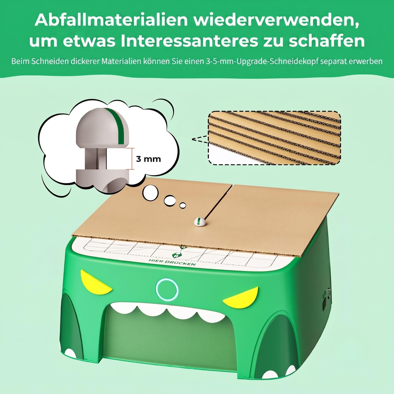SainSmart x BeaverBot C2 Elektrischer Pappschneider für Kinder | Sicherer Dinosaurier-Karton-Schneider, MINT-Spielzeug 4-12 Jahre, Bastelset für 3D-Modelle, 2 Geschwindigkeiten, Ideales Lern