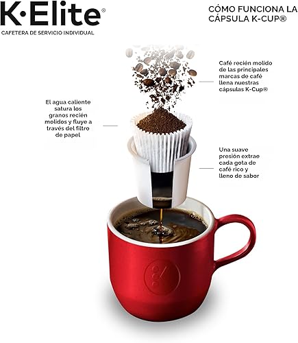 Miniatura 11 de Keurig K-Elite - Cafetera de cápsulas K-Cup de una sola porción, con control de fuerza y temperatura, capacidad de café helado, tamaño de Oro