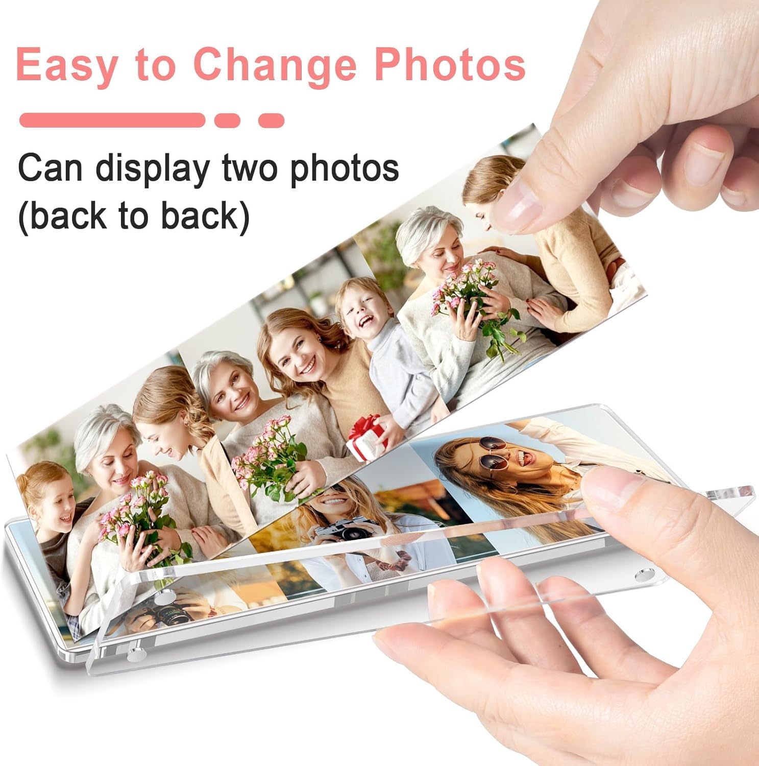 PICASSO SIGNAGE Horizontal-Vertical Strip Magnetic Fridge Photo Frame for 3 Photos | 2x6 Acrylic Clear Double-Sided Display | Strong Magnet Photo Booth Strip Frame | Personalised Father’s Day Gift (Set of 1) 1